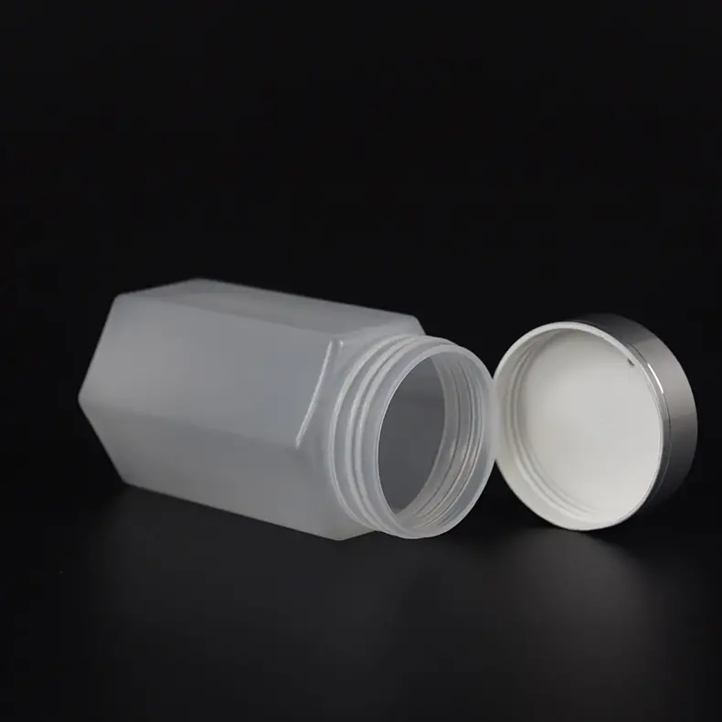 六角塑料瓶，HDPE材质，用于食品包装，中药材包装瓶，配金属盖